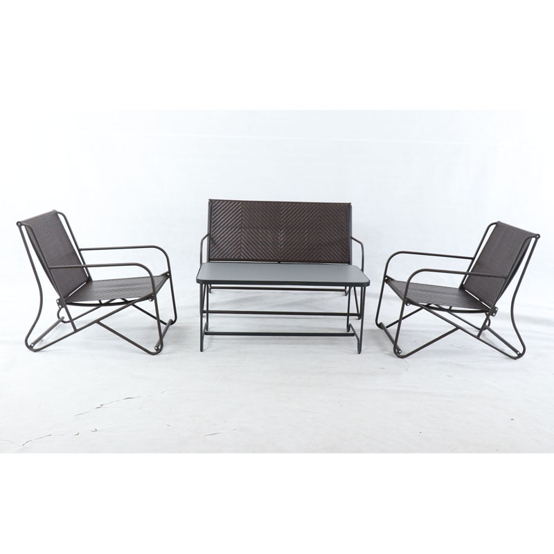 1 Outdoor leisure furniture Steel Wicker 4pcs Coffee Set,Chocolate Coating, Bronze Wicker Auto-Weaving