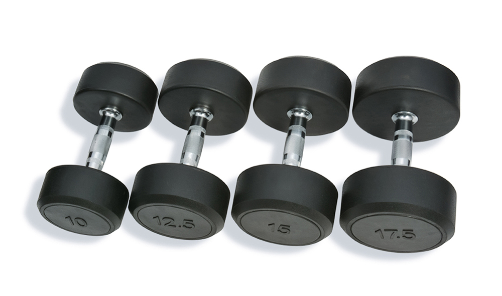Round rubber coated dumbbell