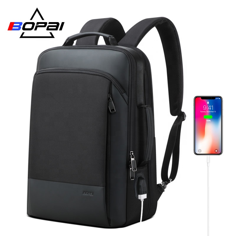 BOPAI Travel Backpack for Men Business Laptop Backpack 15.6 inch Computer bagpack with USB Charging Water-Resistant Rucksack Black