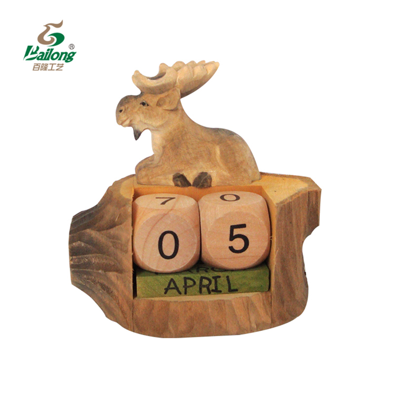 Wooden calendar with animal designs
