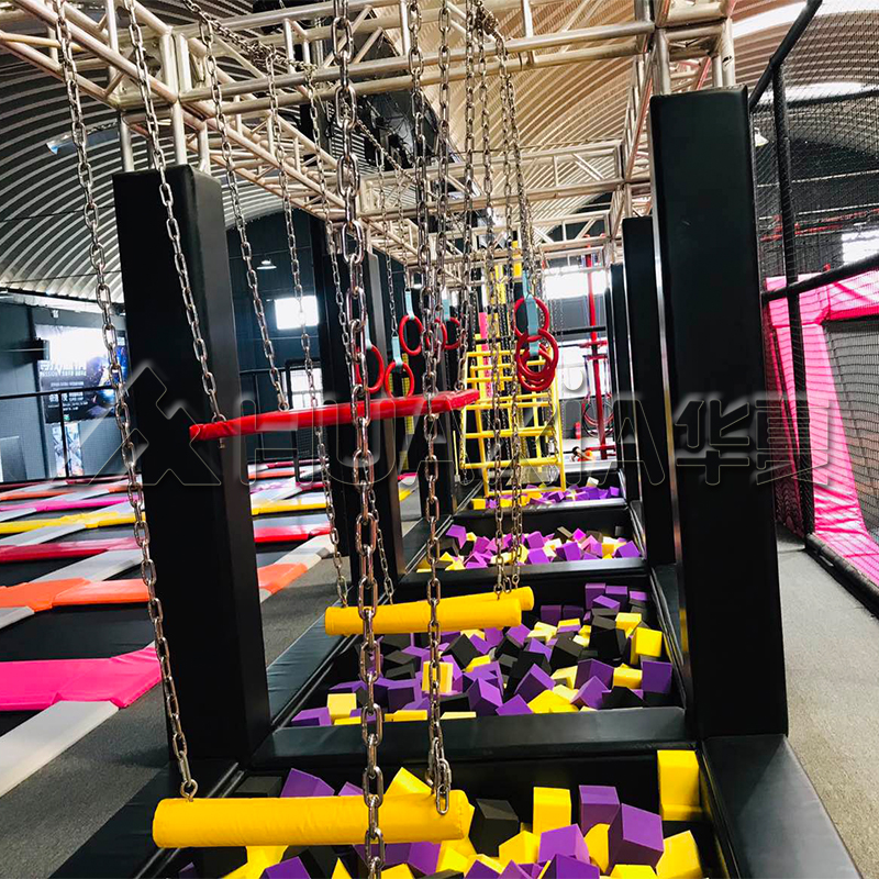 Indoor Parks Builder Indoor Trampoline with Ninja Warrior Course for Adults