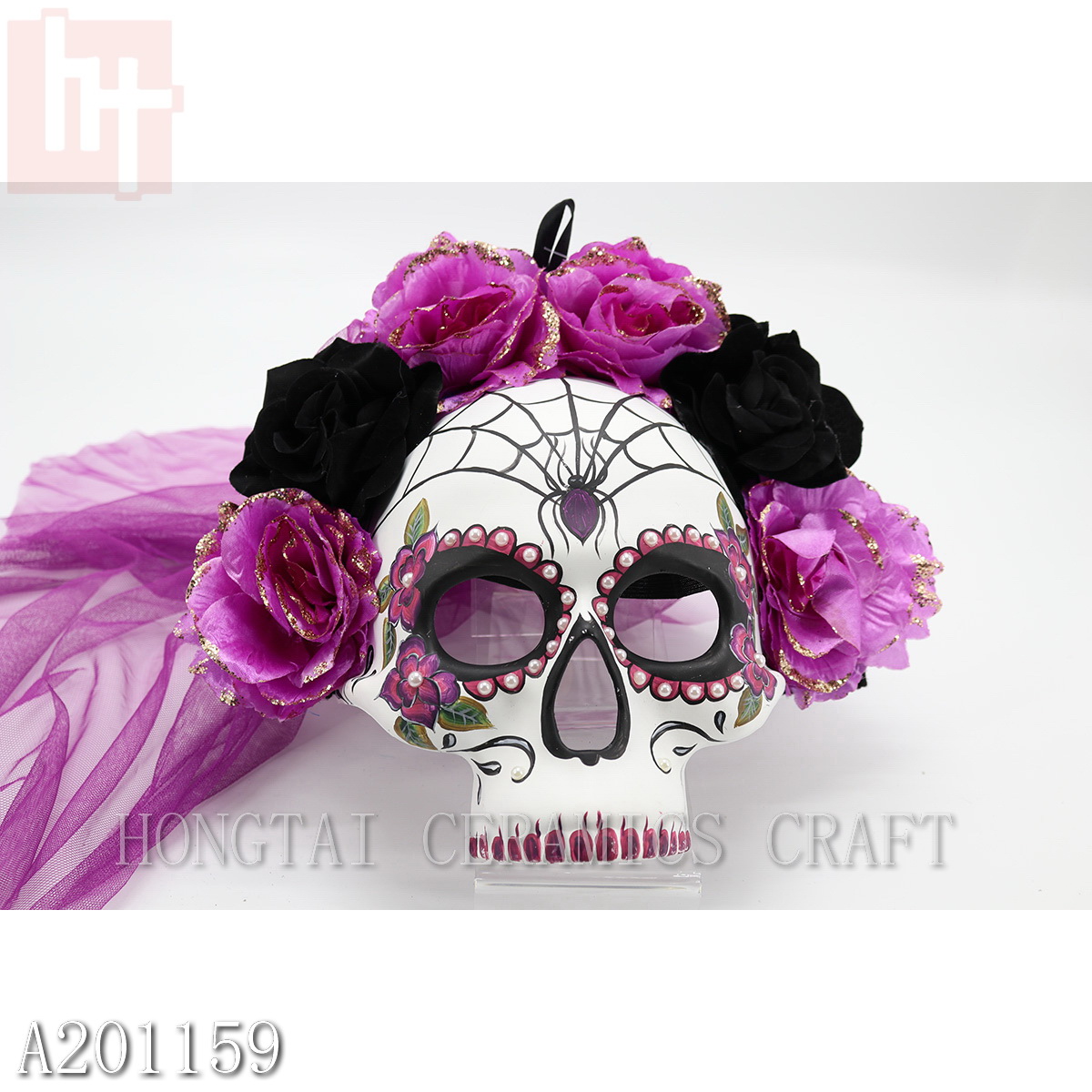 Women Day of the Dead Mask with Lace Veil A201159
