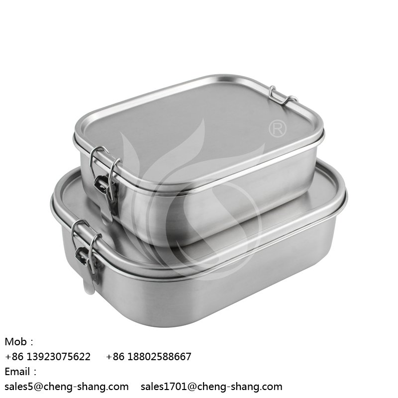 Stainless Steel Custom Lunch Box 1400ml Buckle Hook Silicone Seal Ring Leak Proof Heated Lunch Box