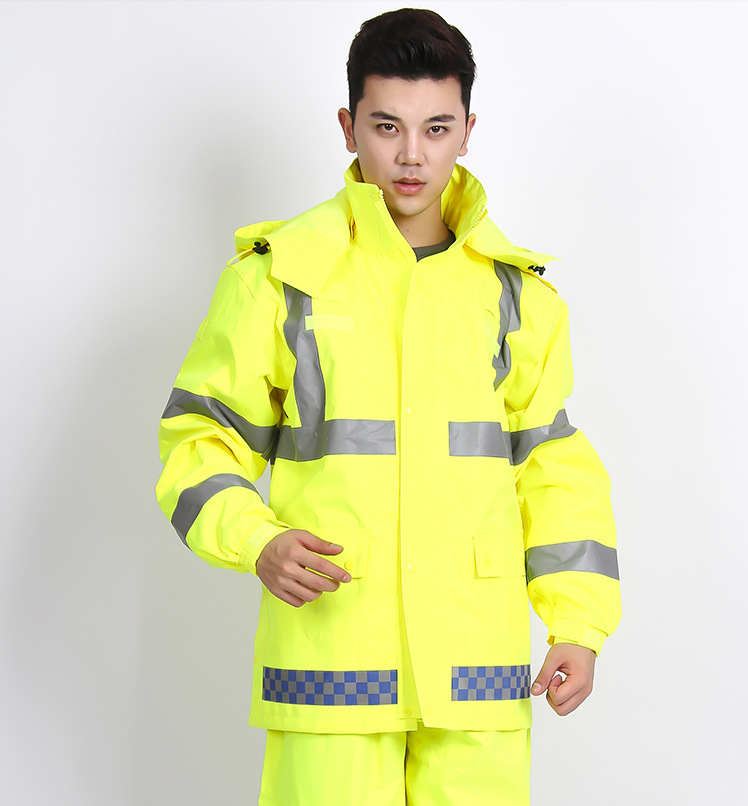 Fluorescent Yellow Safety Reflective Raincoat Outdoor Traffic Work Raincoats