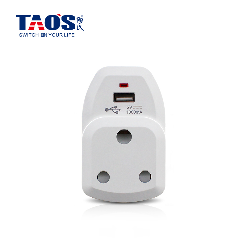 15A plug, surge protector + 1*USB(1A)