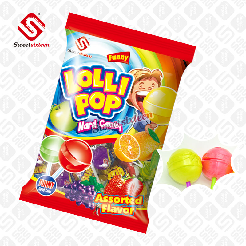 16g Fruit Lollipop With Bubble Gum