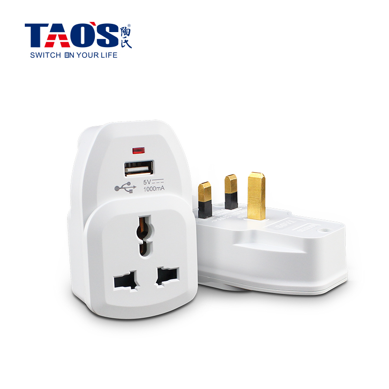 13A multi plug, surge protector + 1*USB(1A)