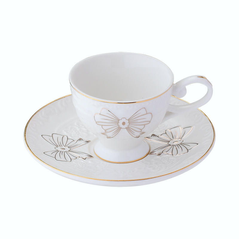 90ml emboss coffee cup and saucer
