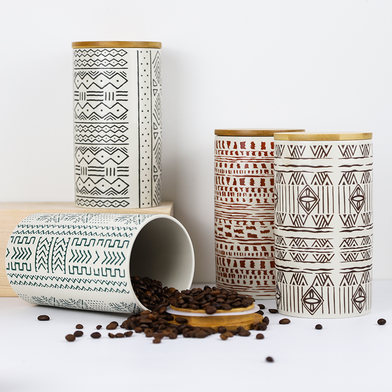 Kitchen Canister Sets Ceramic Canister With Bamboo Lid