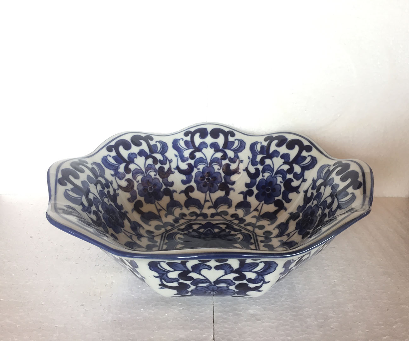 Blue and white fruit bowl