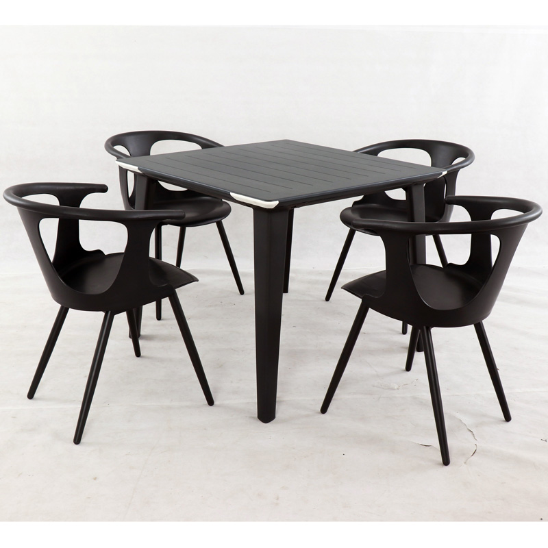1 Outdoor leisure furniture Outdoor 4-seat Plastic Garden Dining Table & Plastic Armchair White ,Charcoal,and Brown colour is available