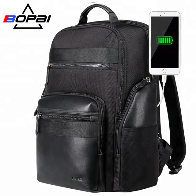 BOPAI 30L Travel Backpack for Men Business Laptop Backpack 15.6 inch Computer bag-pack with USB Charging Water-Resistant Rucksack Black