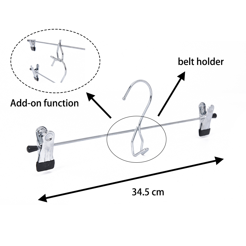 Metal trouser hanger skirts hanger with PVC coating clips and belt holder