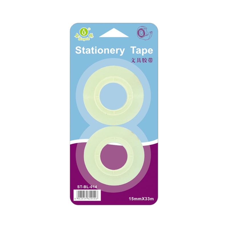 Clear Stationery Tape for handwork in school office and home with 2 big rolls 33m blister packaging (BL-014)