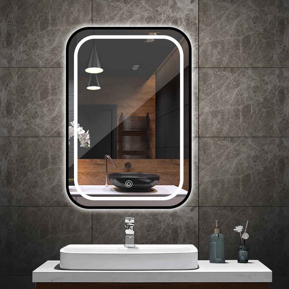 black frame led mirror