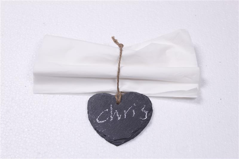 Slate Napkin Ring With Rope Heart Shape Rough Chipped Edges