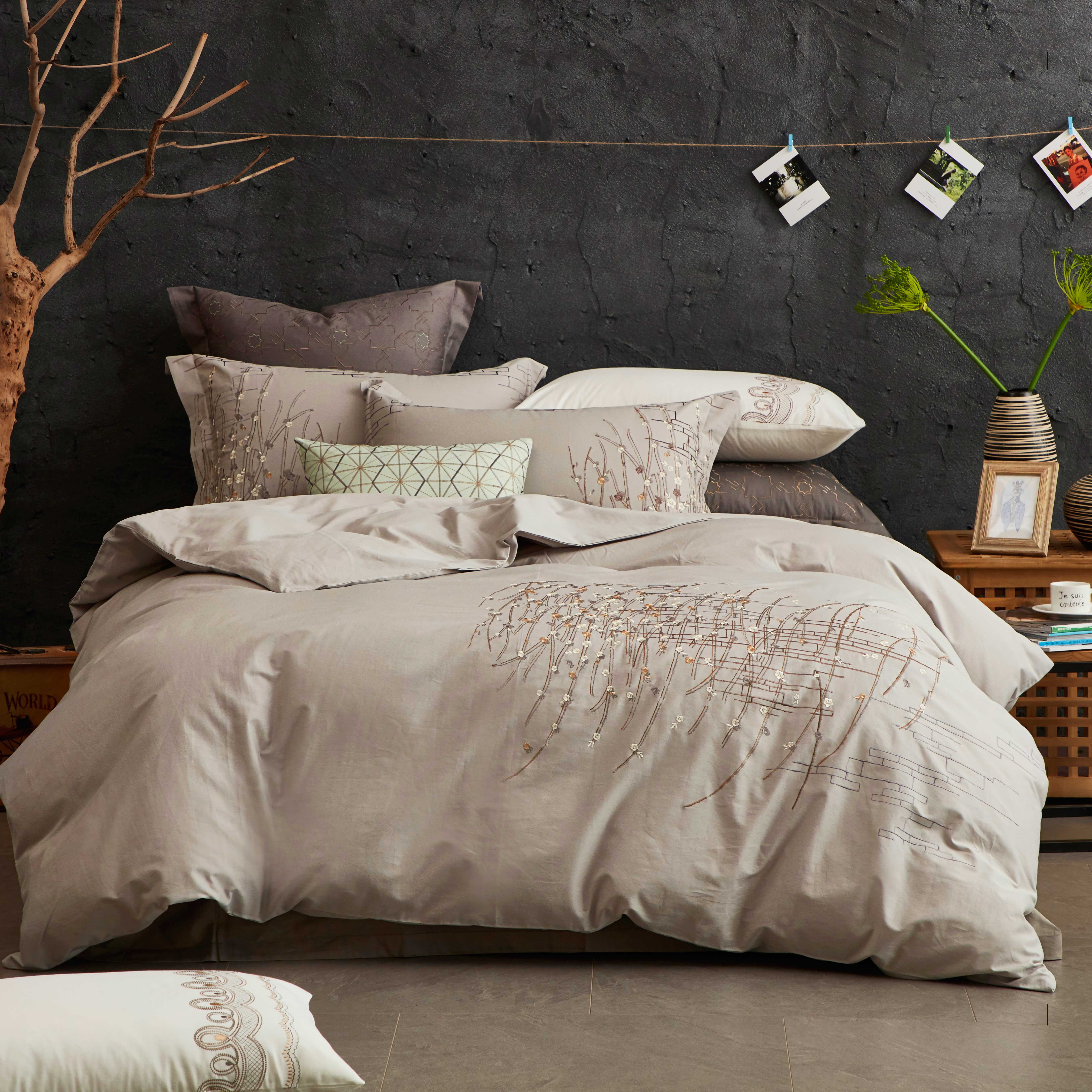 100% cotton embroidery sheet set duvet cover set bedspread set