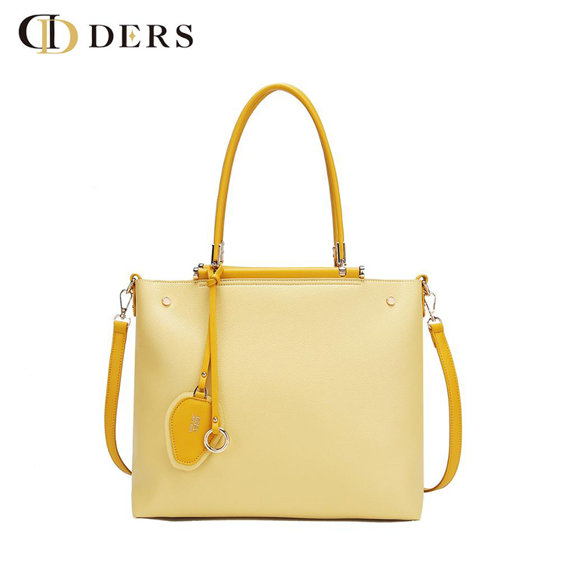shiling leather--direct factory customized PU shopping bag with PU metal pendant and special hardware