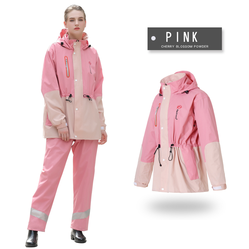 Rainfreem High Quality Pongee Raincoat Suit Fashion Contrast Color Design Waterproof Raincoats