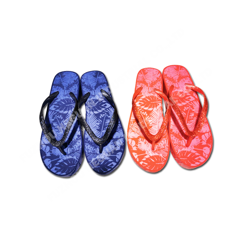 lady wedge flip flops pvc glitter strap