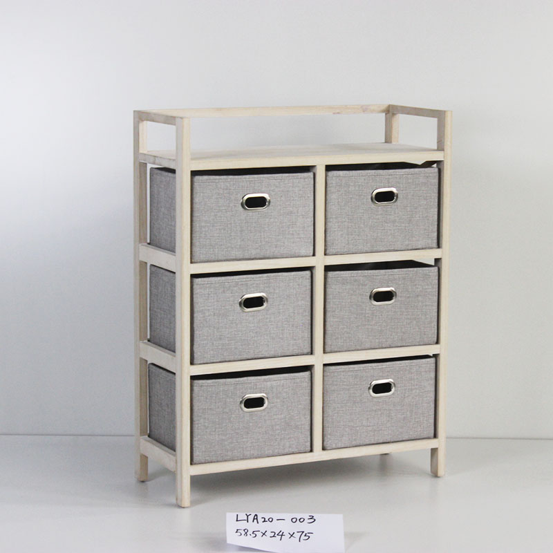 Wooden Storage Cabinet with Fabric Drawers
