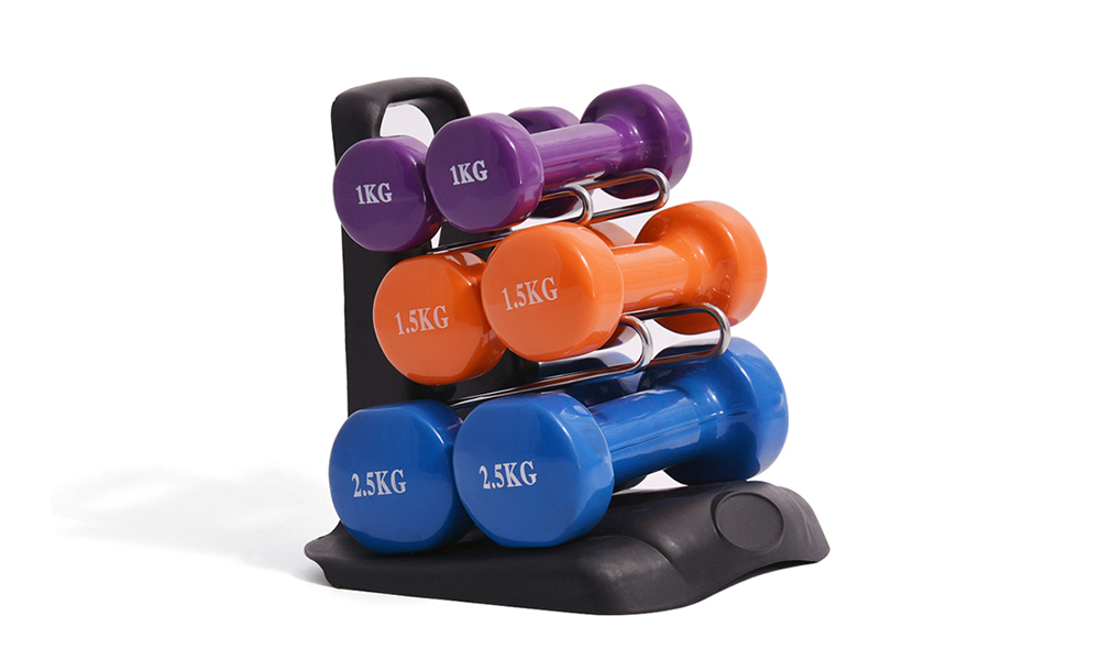 Dipped dumbbell L-rack