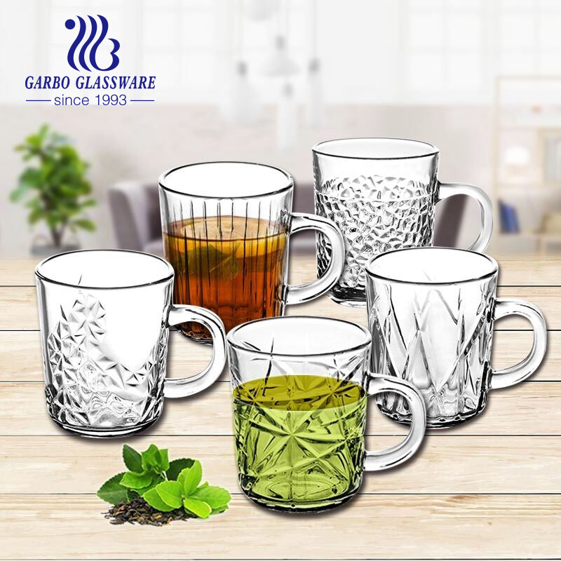 8oz classic glass tea mugs with glass handle