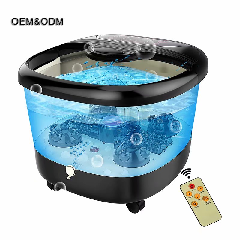 Multifunction Portable Pedicure Basin Heated Infrared Shiatsu Air Bubble Foot Stone Bath Massager for Spa