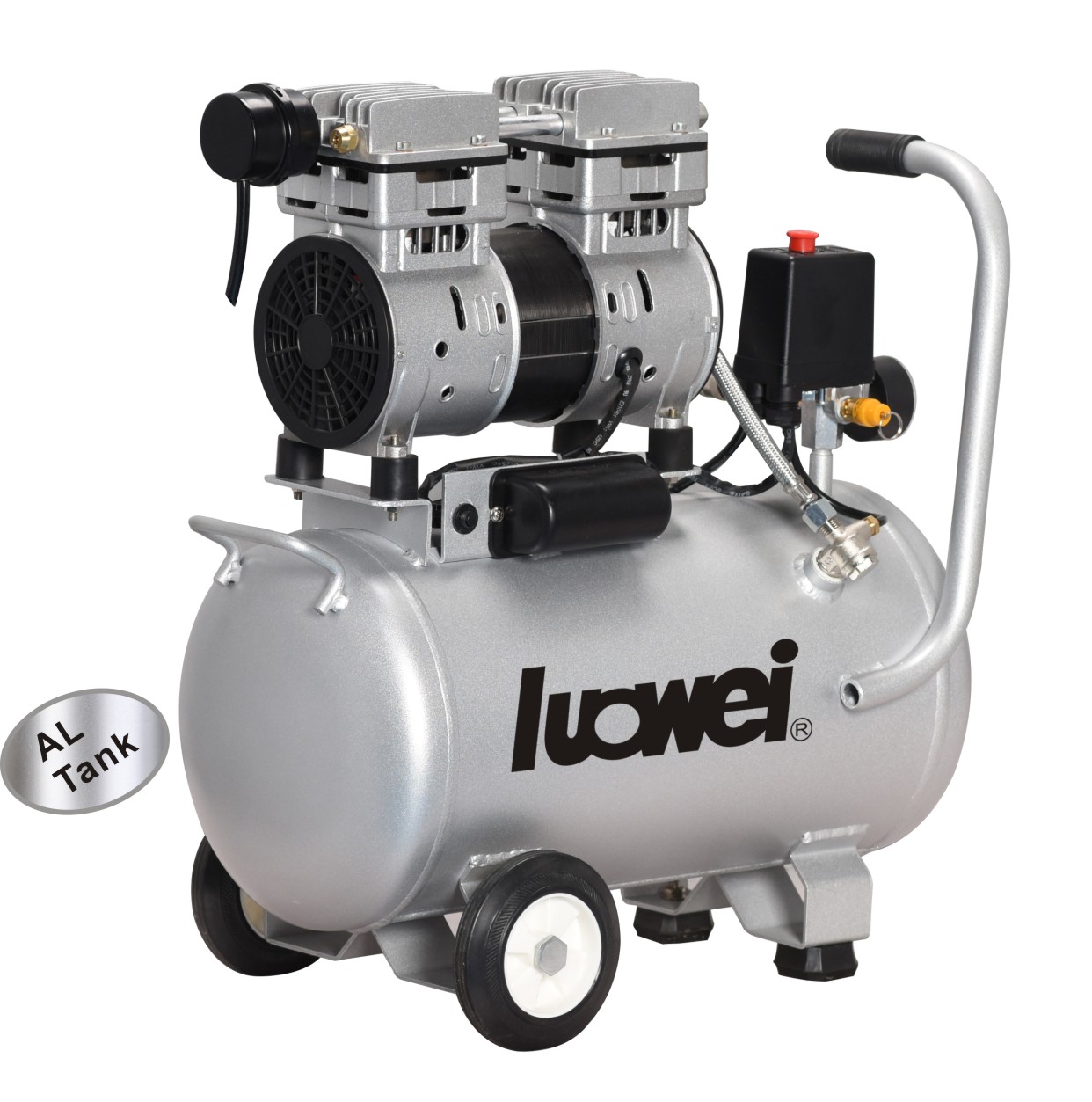 Oil-less silenced compressor