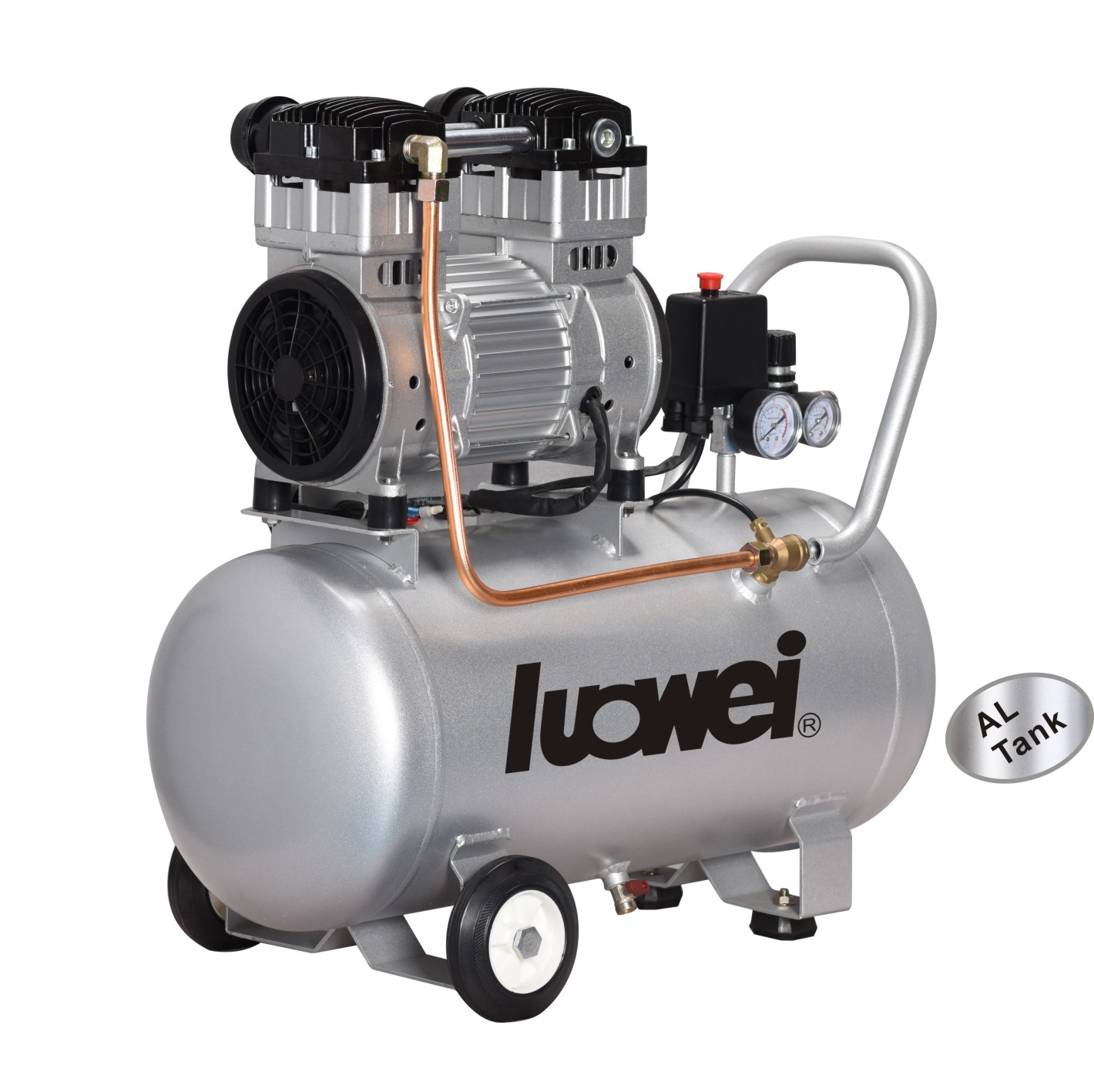 Oil-less silenced compressor