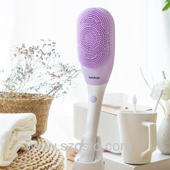 Factory Supply New Intelligent Rechargeable Silicone Non-irritating High Waterproof Vibration Massage Electric Shower Bath Brush