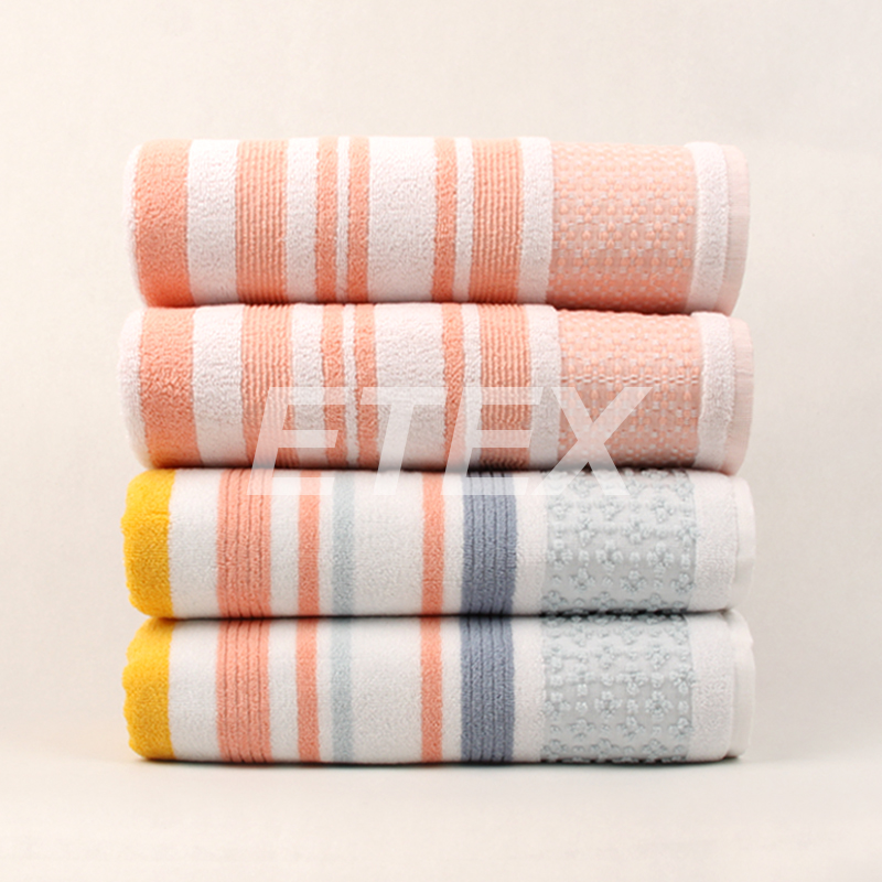 100% Cotton Yarn Dyed Stripe Body Jacquard Border Towel