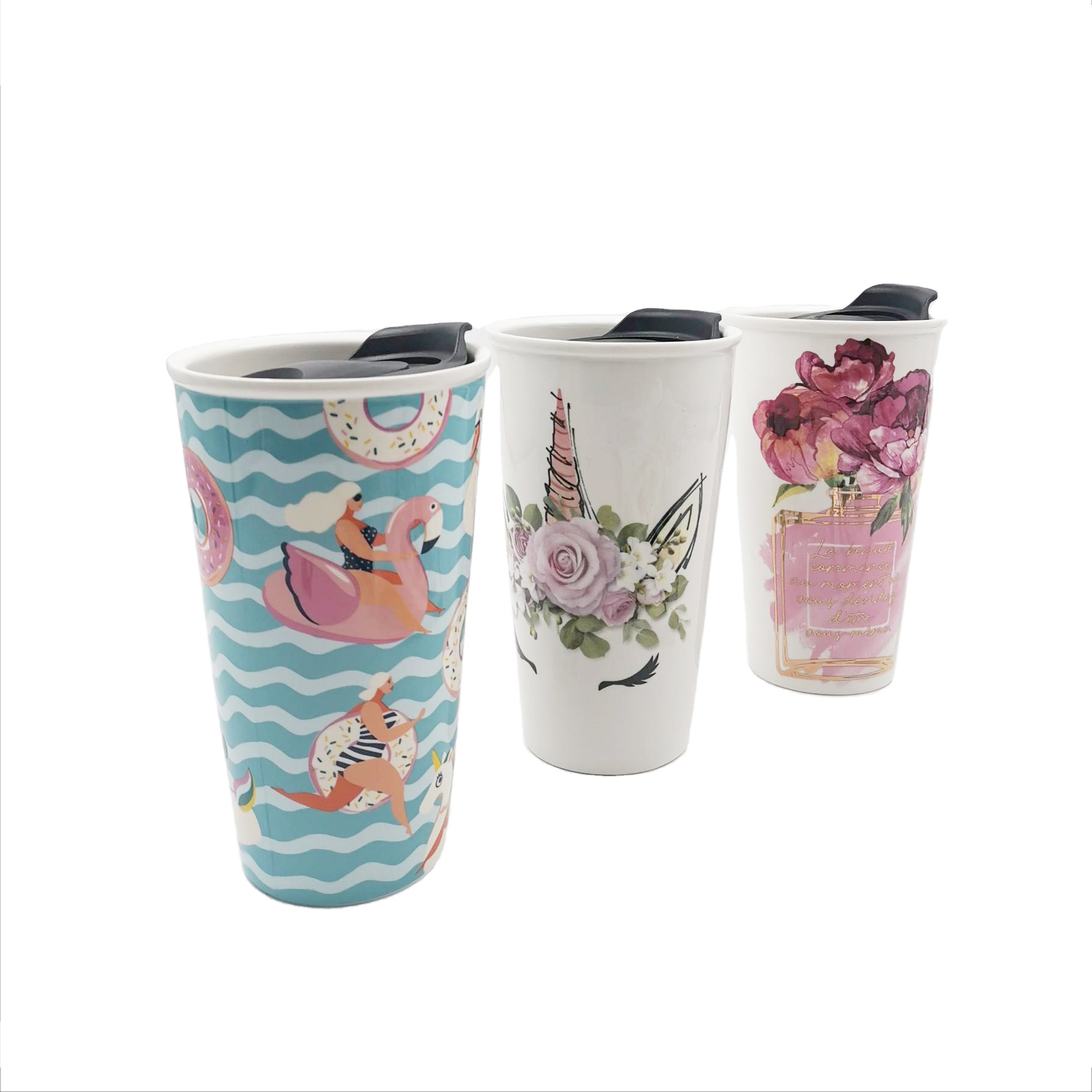 Ceramic double wall travel mug