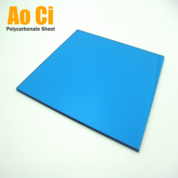 Blue solid polycarbonate sheet with UV layer