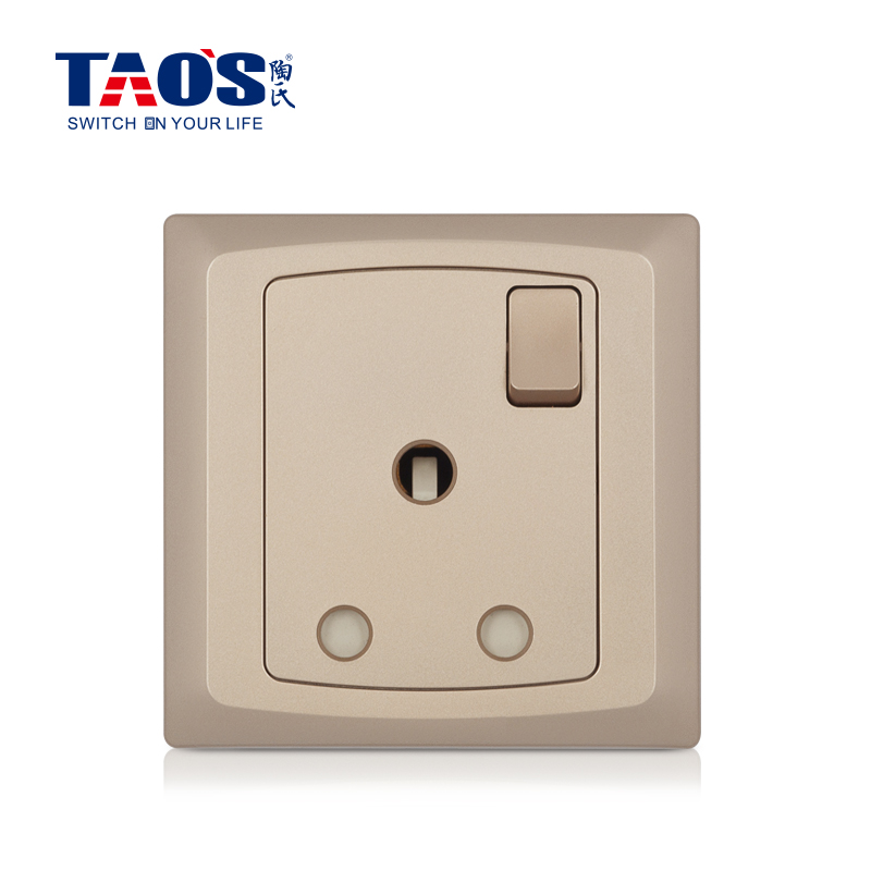 15A 1 gang switched round-pin socket