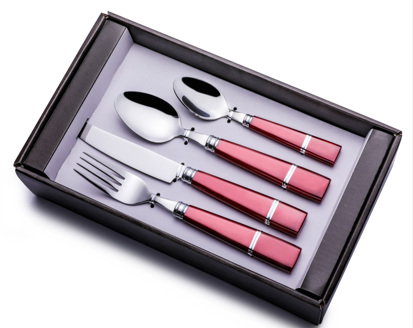 Hot Sale Fork Knife and Spoon Stainless Steel Cutlery Set with Plastic Handle
