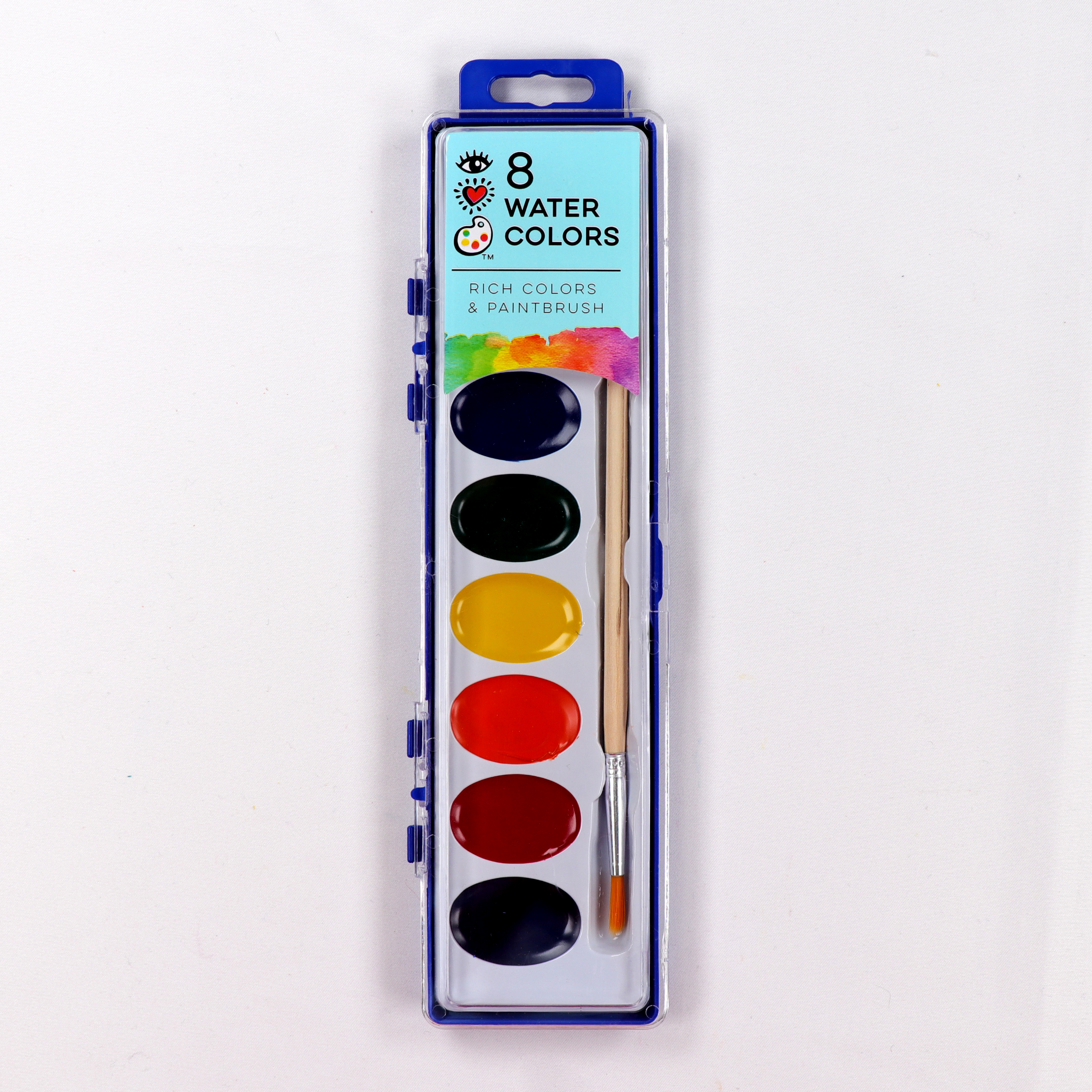 8 Semi-Moist Oval Pans Watercolor Set with Brush for children and students
