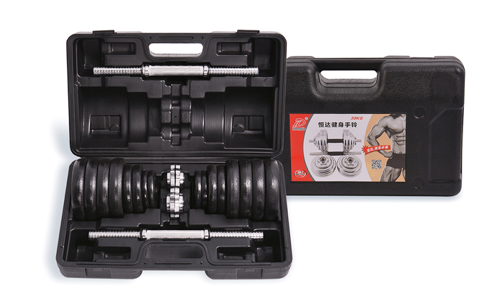 30KG black painted dumbbell set