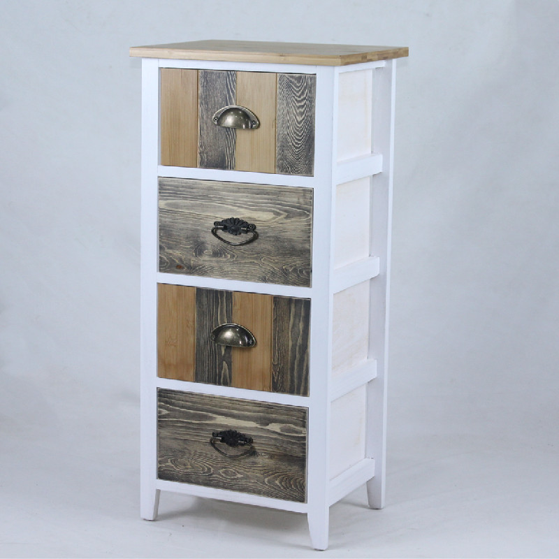 4 colorful drawers wooden cabinet
