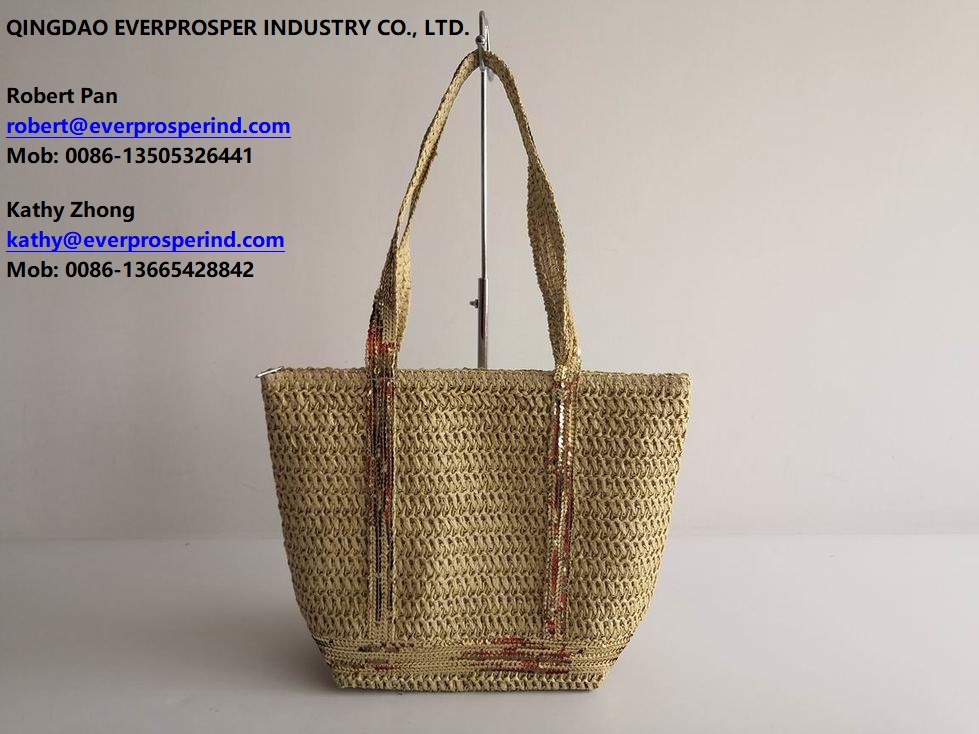 Woven Paper Straw Beach Bag