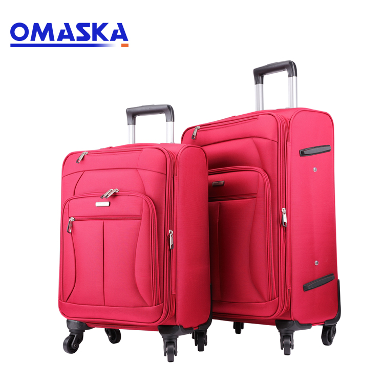 2020 Custom waterproof nylon red 4 wheels zipper travel suitcase luggage set