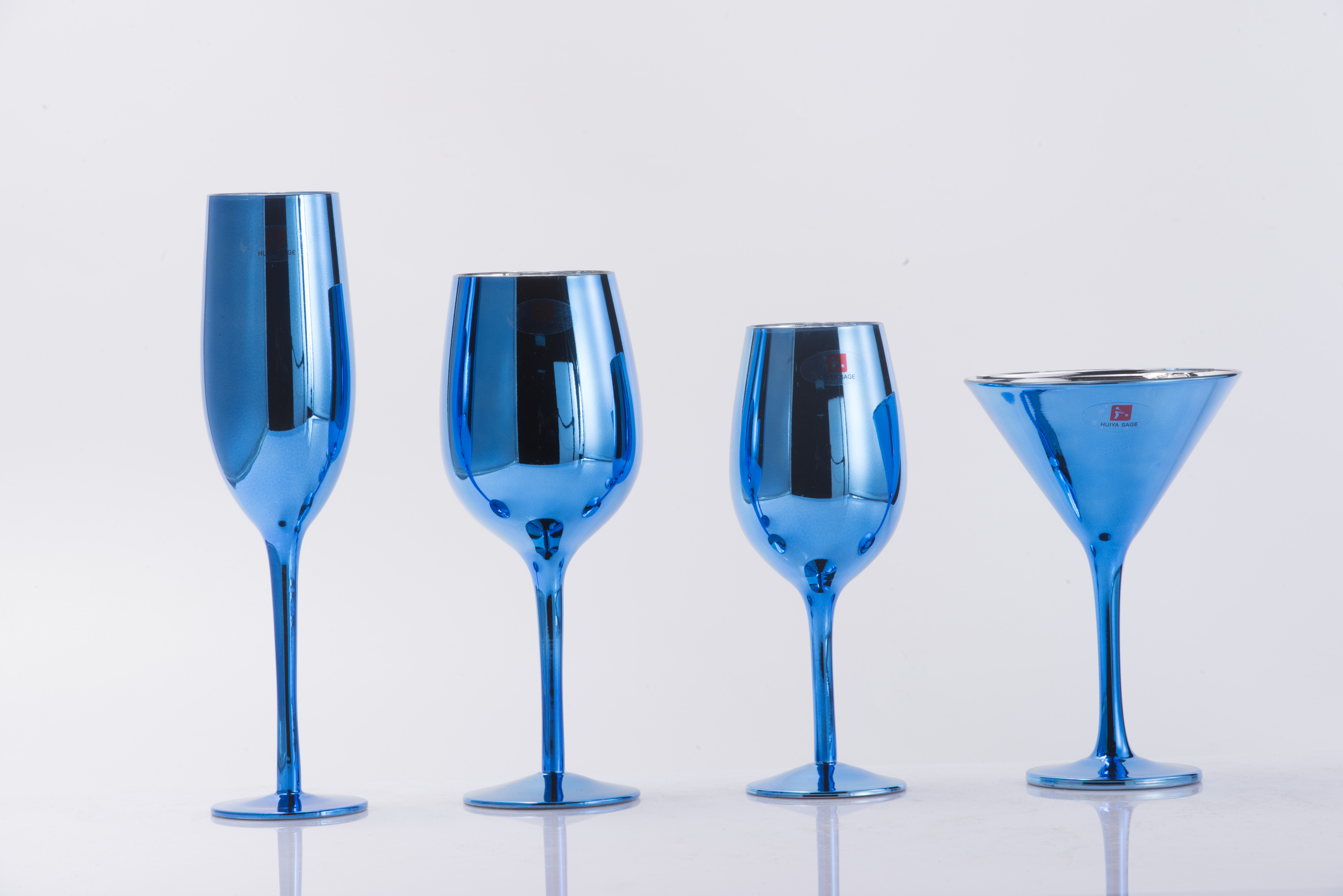 Plated blue glasses