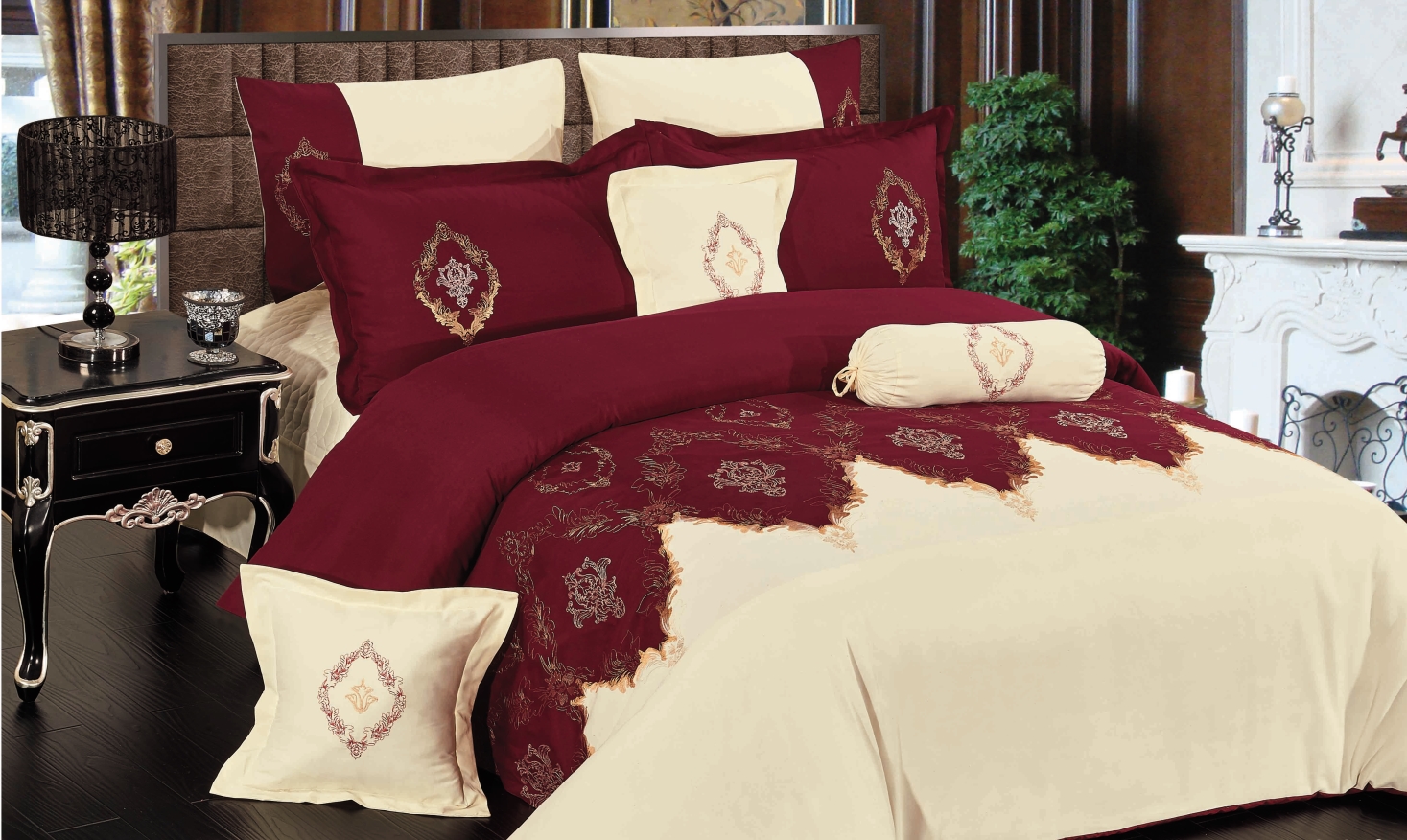 Embroidery comforter bedding set