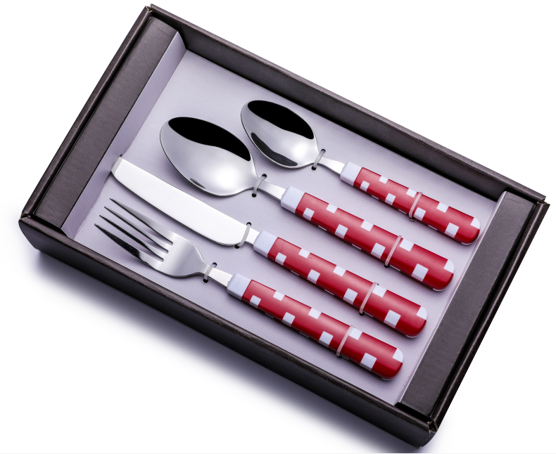 Fork Knife and Spoon Stainless Steel Cutlery Set with Plastic Handle
