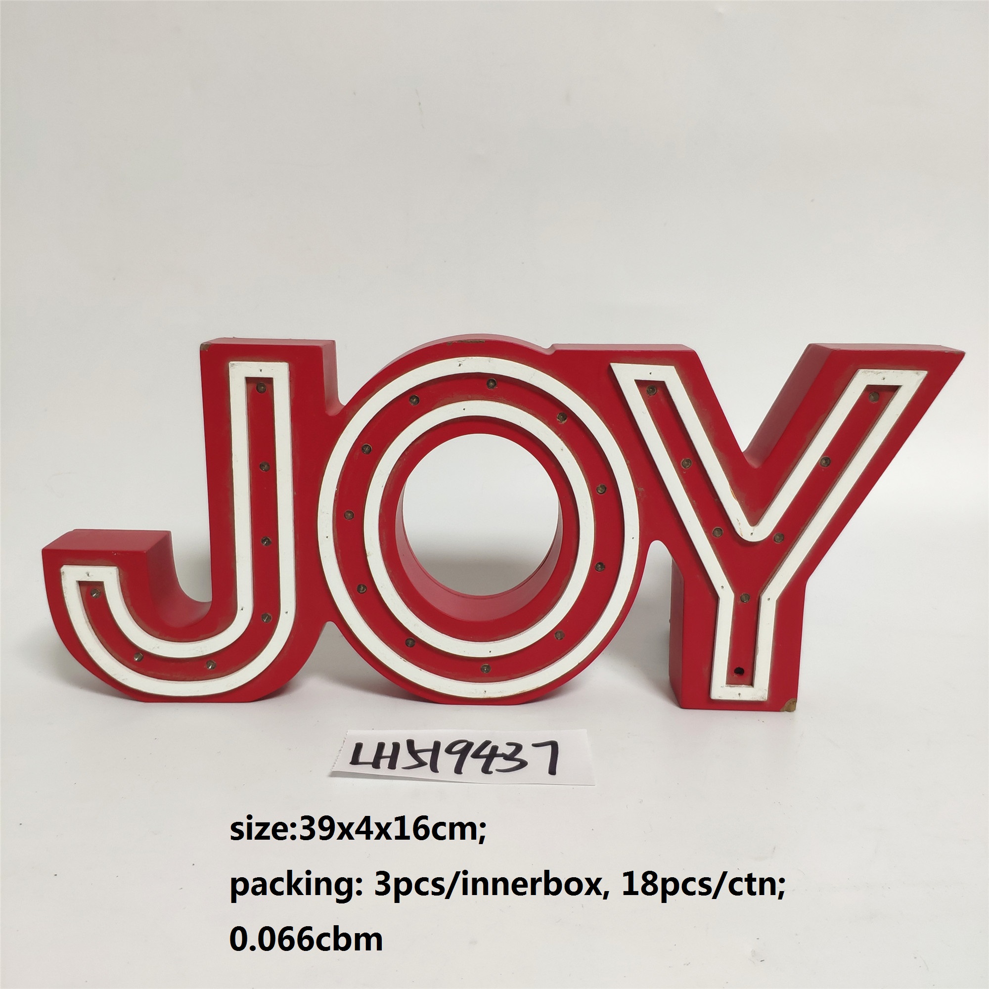 Wooden wall mounted LED light with retro large letter Christmas light