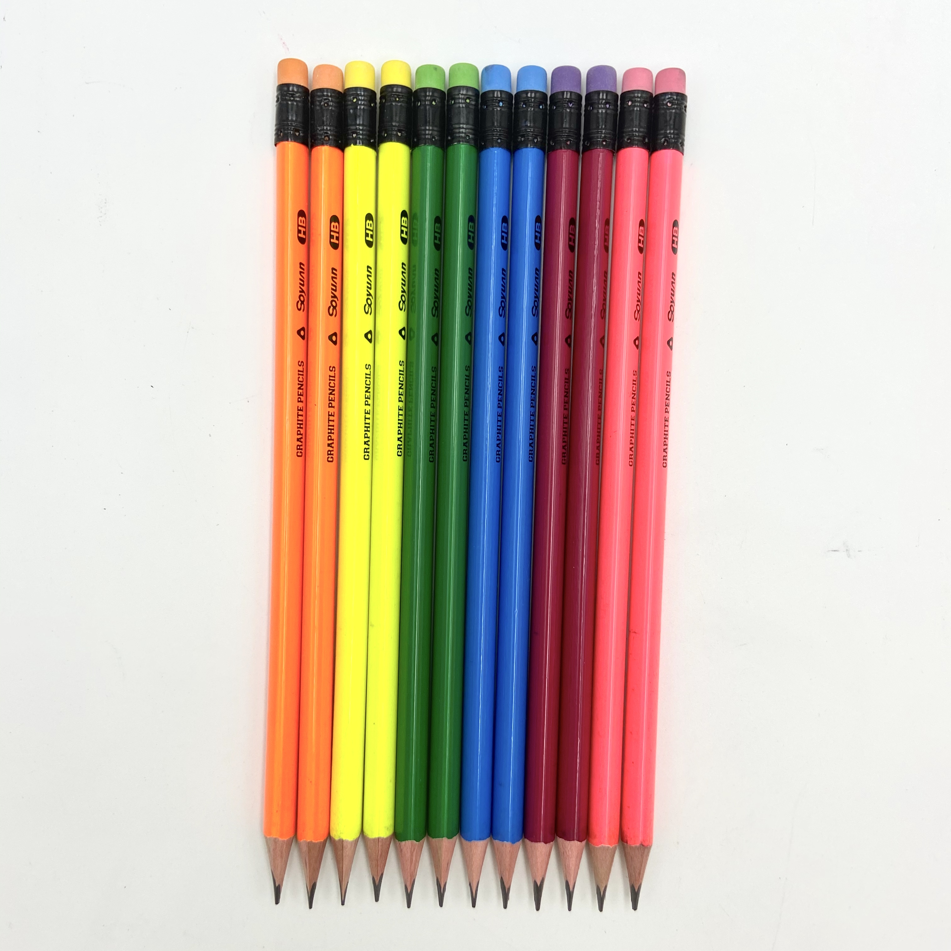 Six Neon Colour Pencil With Eraser