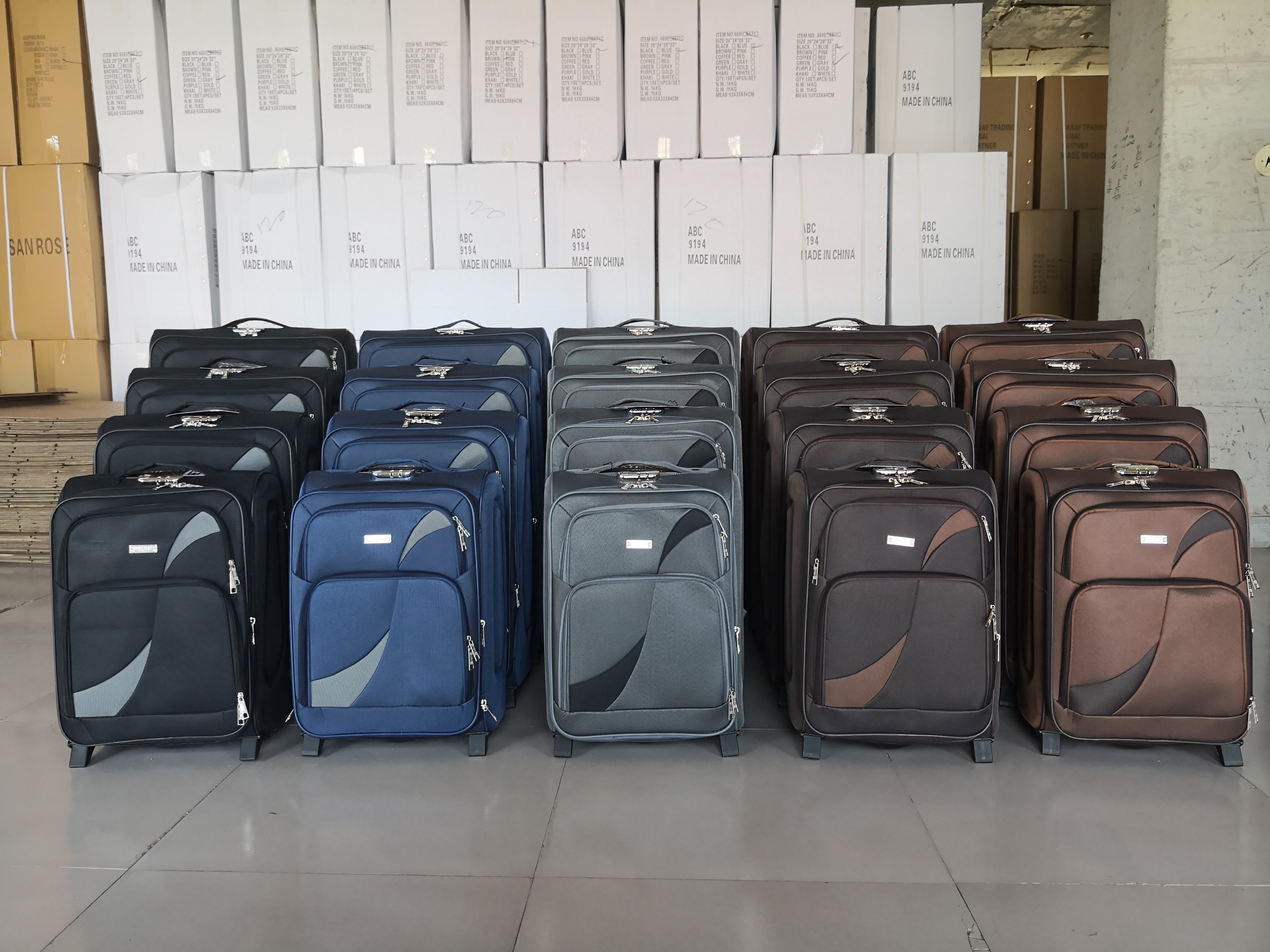 custom stylish 4 pcs eva polyester heavy duty trolley luggage for muslim