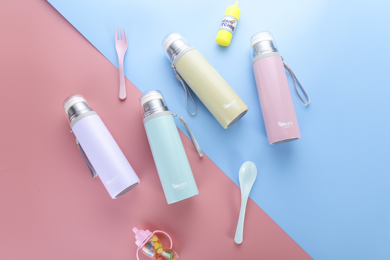 !Vacuum bottle Vacuum bottle 3Colorful bullet stainless steel thermos 304 bullet student water portable cup