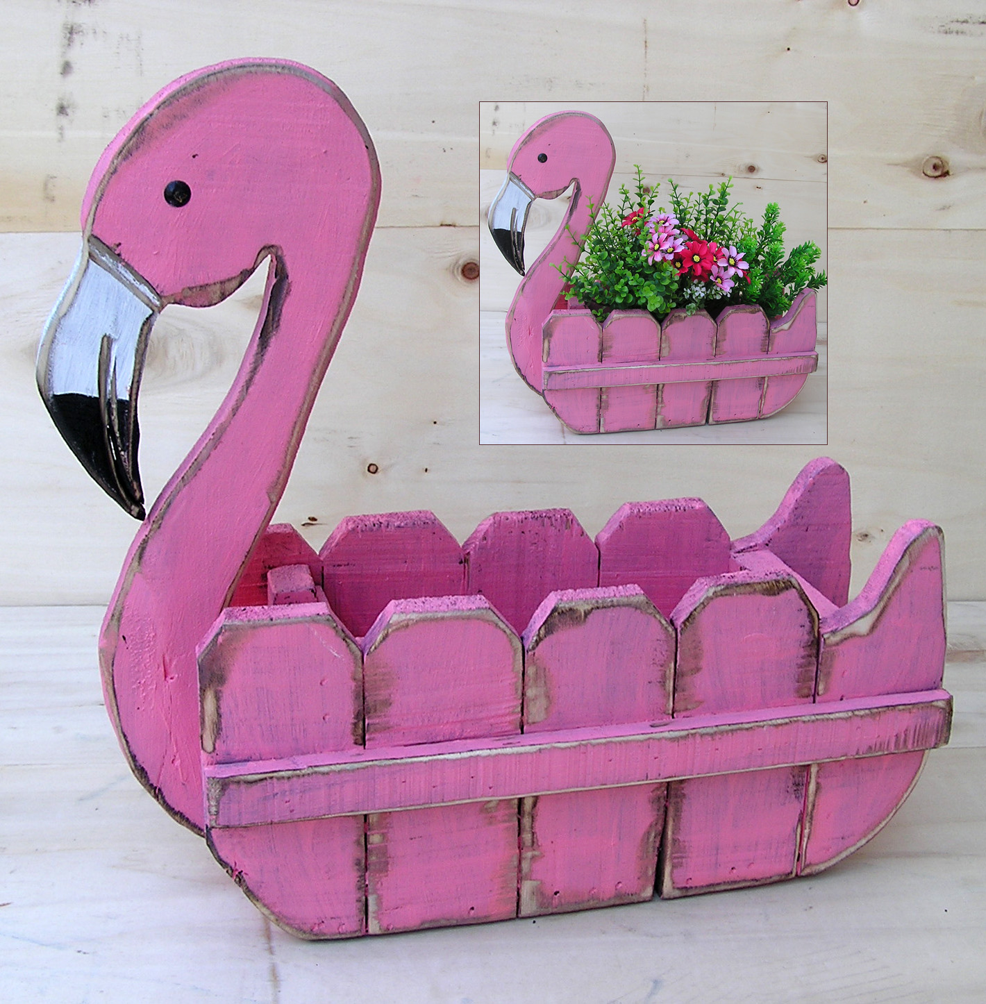 Wdn Flamingo Planter