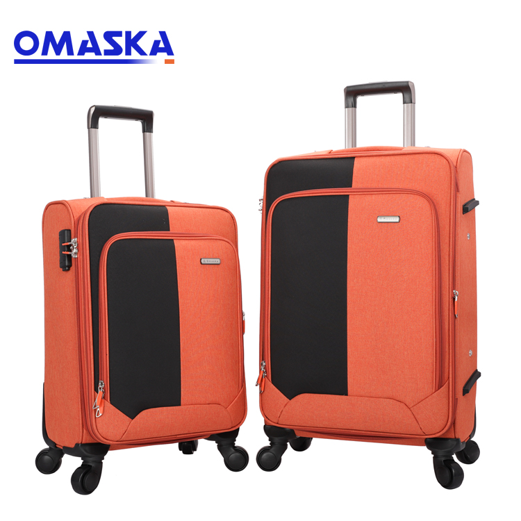 2020 new product wholesale orange match color 4 wheels nylon soft omaska trolley luggage travel bag